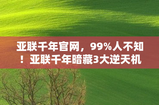 亚联千年官网，99%人不知！亚联千年暗藏3大逆天机制，玩透直接封神！
