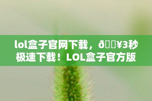 lol盒子官网下载，🔥3秒极速下载！LOL盒子官方版让我胜率飙升30%的逆天体验！