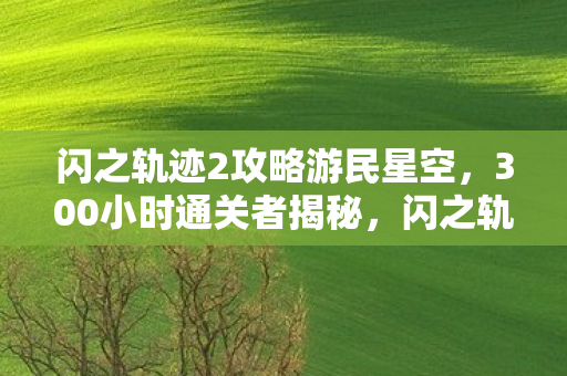 闪之轨迹2攻略游民星空，300小时通关者揭秘，闪之轨迹2里藏着多少玩家的青春与遗憾？