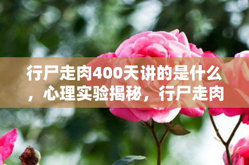 行尸走肉400天讲的是什么，心理实验揭秘，行尸走肉:400天如何用生存压力让你沉迷到细思极恐