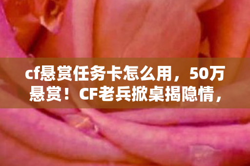 cf悬赏任务卡怎么用，50万悬赏！CF老兵掀桌揭隐情，当年毙掉的方案，竟藏着吓一跳的真相