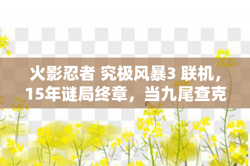 火影忍者 究极风暴3 联机,15年谜局终章,当九尾查克拉消散时,千万玩家泪目了 火影忍者 究极风暴3 联机,15年谜局终章,当九尾查克拉消散时,千万玩家泪目了
