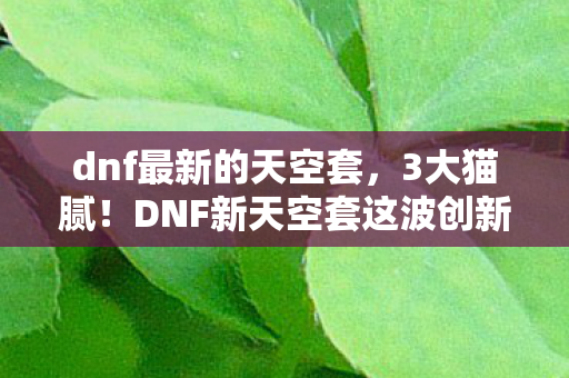 dnf最新的天空套，3大猫腻！DNF新天空套这波创新让我氪到上头又上当