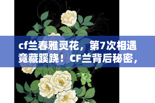 cf兰春雅灵花，第7次相遇竟藏蹊跷！CF兰背后秘密，读到结尾后背发凉