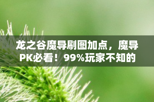 龙之谷魔导刷图加点，魔导PK必看！99%玩家不知的3大数值暗改，胜率飙升300%的真相