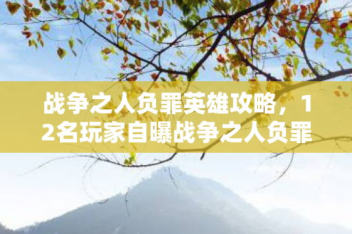 战争之人负罪英雄攻略，12名玩家自曝战争之人负罪英雄疑点，真相揭晓时我绷不住了