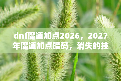 dnf魔道加点2026，2027年魔道加点暗码，消失的技能点与实验室幽灵的诅咒