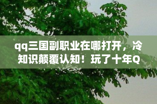 qq三国副职业在哪打开，冷知识颠覆认知！玩了十年QQ三国副职，真相让我目瞪口呆