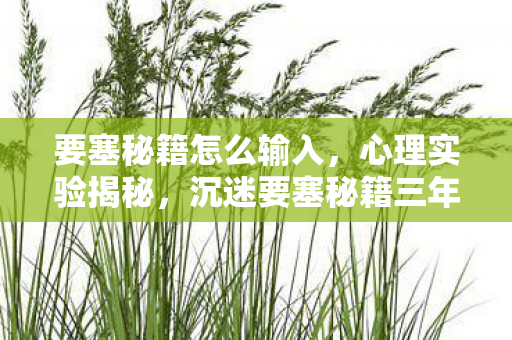要塞秘籍怎么输入,心理实验揭秘,沉迷要塞秘籍三年,细思极恐的自我囚禁 要塞秘籍怎么输入,心理实验揭秘,沉迷要塞秘籍三年,细思极恐的自我囚禁