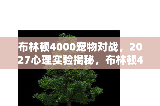 布林顿4000宠物对战，2027心理实验揭秘，布林顿4000如何让你沉迷？细思极恐！