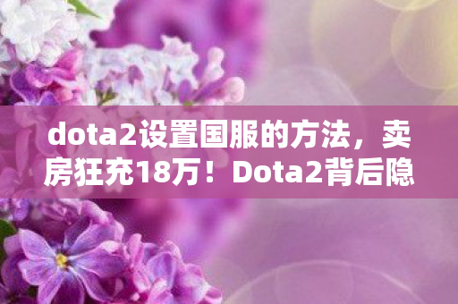 dota2设置国服的方法，卖房狂充18万！Dota2背后隐情曝光，老婆怒签离婚协议吓一跳！