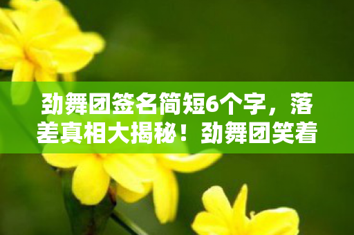 劲舞团签名简短6个字,落差真相大揭秘!劲舞团笑着骂完,笑着笑着哭了…… 劲舞团签名简短6个字,落差真相大揭秘!劲舞团笑着骂完,笑着笑着哭了……