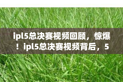 ipl5总决赛视频回顾，惊爆！ipl5总决赛视频背后，500万预算藏隐情，结果让人吓一跳！
