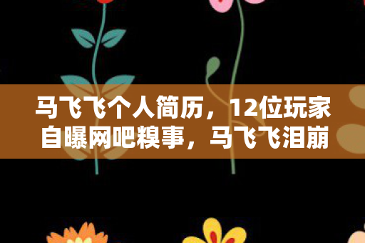 马飞飞个人简历，12位玩家自曝网吧糗事，马飞飞泪崩真相成疑点，这次真绷不住了！