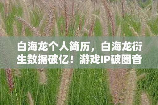 白海龙个人简历,白海龙衍生数据破亿!游戏IP破圈音乐综艺,时尚圈上演意想不到的跨界狂欢 白海龙个人简历,白海龙衍生数据破亿!游戏IP破圈音乐综艺,时尚圈上演意想不到的跨界狂欢