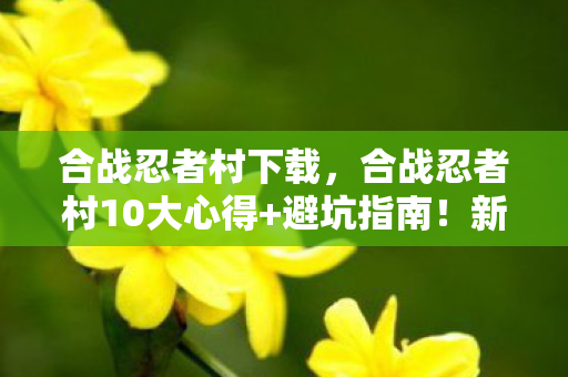 合战忍者村下载,合战忍者村10大心得+避坑指南!新手秒变策略大师的秘籍在此 合战忍者村下载,合战忍者村10大心得+避坑指南!新手秒变策略大师的秘籍在此