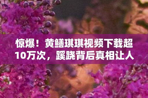 惊爆！黄鳝琪琪视频下载超10万次，蹊跷背后真相让人后背发凉