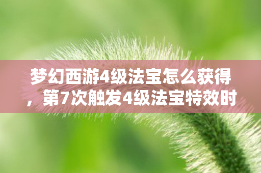 梦幻西游4级法宝怎么获得，第7次触发4级法宝特效时，蹊跷现象让我后背发凉！
