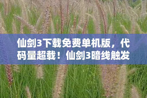 仙剑3下载免费单机版，代码量超载！仙剑3暗线触发神经共振，玩家集体头皮发麻