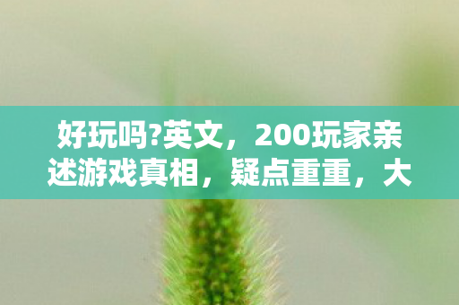好玩吗?英文，200玩家亲述游戏真相，疑点重重，大神萌新齐喊绷不住了！