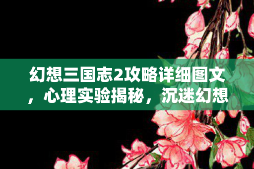 幻想三国志2攻略详细图文,心理实验揭秘,沉迷幻想三国志2竟是多巴胺陷阱?细思极恐! 幻想三国志2攻略详细图文,心理实验揭秘,沉迷幻想三国志2竟是多巴胺陷阱?细思极恐!