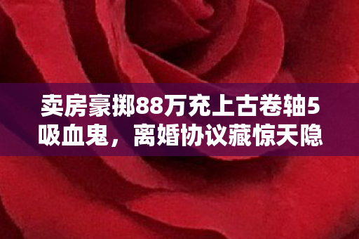 卖房豪掷88万充上古卷轴5吸血鬼，离婚协议藏惊天隐情！