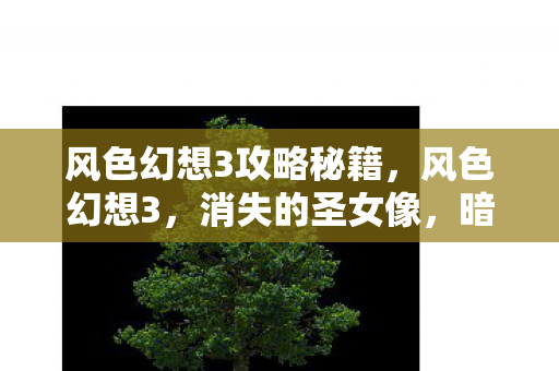 风色幻想3攻略秘籍，风色幻想3，消失的圣女像，暗夜教堂悬案背后的毛骨悚然真相