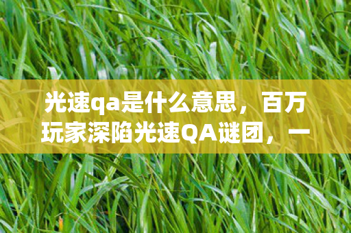 光速qa是什么意思，百万玩家深陷光速QA谜团，一招破防真相竟藏在这群人里！
