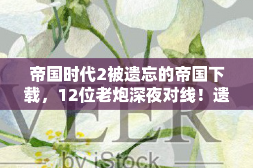 帝国时代2被遗忘的帝国下载，12位老炮深夜对线！遗忘帝国惊现AI作弊疑点？网吧包夜王当场笑崩