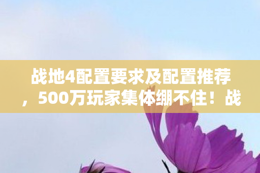 战地4配置要求及配置推荐，500万玩家集体绷不住！战地4配置疑云，真坑还是真香？