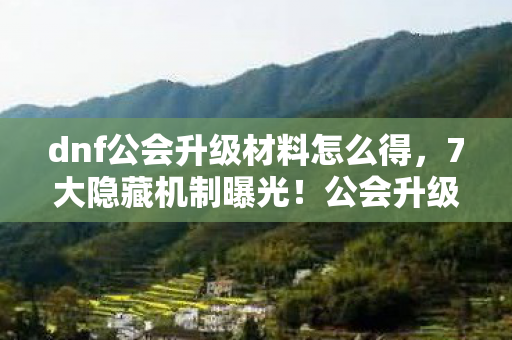 dnf公会升级材料怎么得,7大隐藏机制曝光!公会升级背后竟藏着让百万玩家心碎的真相? dnf公会升级材料怎么得,7大隐藏机制曝光!公会升级背后竟藏着让百万玩家心碎的真相?