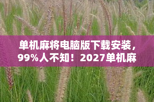单机麻将电脑版下载安装,99%人不知!2027单机麻将电脑版竟藏着这等逆天体验? 单机麻将电脑版下载安装,99%人不知!2027单机麻将电脑版竟藏着这等逆天体验?