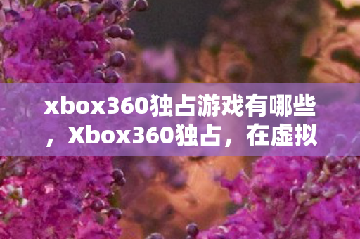 xbox360独占游戏有哪些，Xbox360独占，在虚拟神坛的层级裂隙中，悖论如何震颤灵魂？
