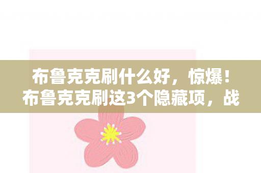 布鲁克克刷什么好，惊爆！布鲁克克刷这3个隐藏项，战力飙升300%的真相竟是……