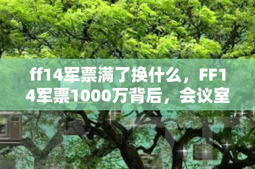 ff14军票满了换什么，FF14军票1000万背后，会议室里的风暴与被埋葬的玩法