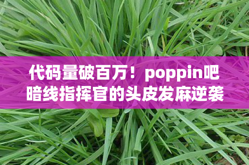 代码量破百万！poppin吧暗线指挥官的头皮发麻逆袭