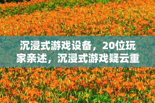 沉浸式游戏设备，20位玩家亲述，沉浸式游戏疑云重重，这操作谁能绷得住？