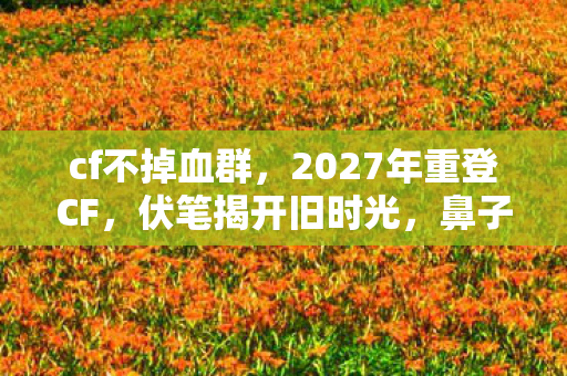 cf不掉血群,2027年重登CF,伏笔揭开旧时光,鼻子一酸忆往昔 cf不掉血群,2027年重登CF,伏笔揭开旧时光,鼻子一酸忆往昔