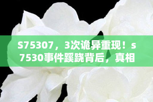 S75307，3次诡异重现！s7530事件蹊跷背后，真相揭晓让人后背发凉