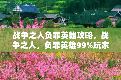 战争之人负罪英雄攻略，战争之人，负罪英雄99%玩家不知道的3大氪金猫腻，上头到想摔手机！