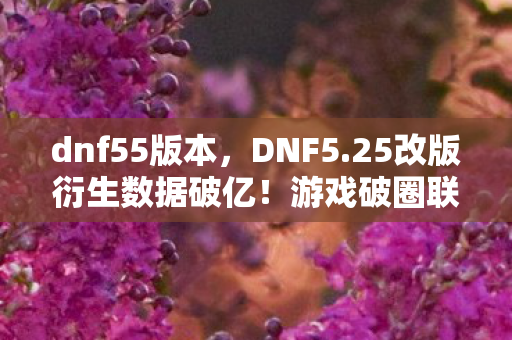 dnf55版本，DNF5.25改版衍生数据破亿！游戏破圈联动音乐综艺时尚圈意想不到