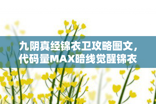 九阴真经锦衣卫攻略图文，代码量MAX暗线觉醒锦衣卫生存法则，当NPC开始头皮发麻地模仿我