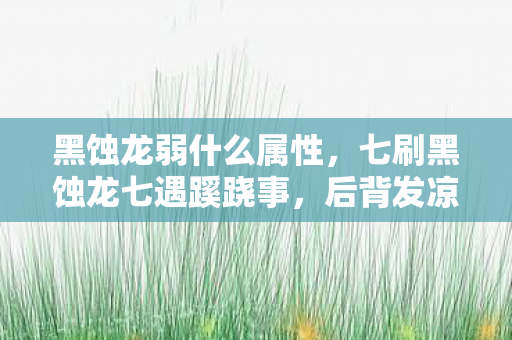 黑蚀龙弱什么属性，七刷黑蚀龙七遇蹊跷事，后背发凉才知被游戏玩透