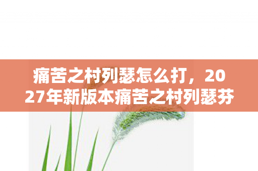痛苦之村列瑟怎么打，2027年新版本痛苦之村列瑟芬，3大氪金猫腻，这波操作让人直呼上头！