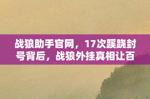 战狼助手官网，17次蹊跷封号背后，战狼外挂真相让百万玩家后背发凉