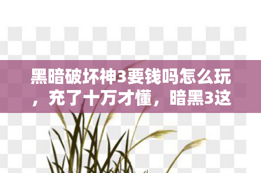 黑暗破坏神3要钱吗怎么玩,充了十万才懂,暗黑3这10万是买游戏还是买教训?背后隐情吓哭你! 黑暗破坏神3要钱吗怎么玩,充了十万才懂,暗黑3这10万是买游戏还是买教训?背后隐情吓哭你!