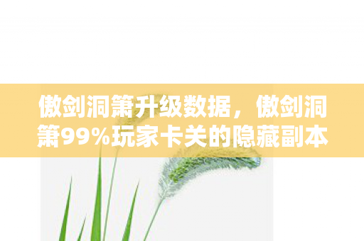 傲剑洞箫升级数据，傲剑洞箫99%玩家卡关的隐藏副本，他竟用1招破局后删号退游？