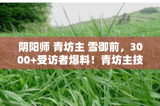 阴阳师 青坊主 雪御前，3000+受访者爆料！青坊主技能暗改疑云，老炮玩家当场笑崩