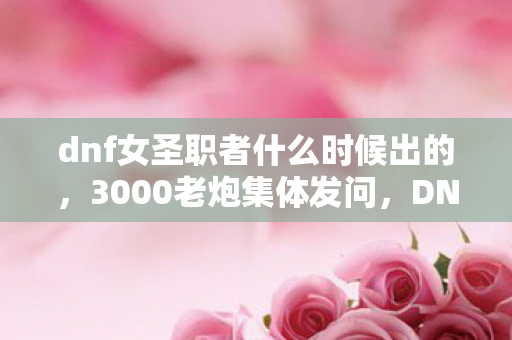 dnf女圣职者什么时候出的，3000老炮集体发问，DNF女圣职者2027年真能出？我直接绷不住了！