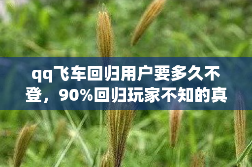 qq飞车回归用户要多久不登，90%回归玩家不知的真相，那辆旧车里，藏着多少被碾碎的青春？
